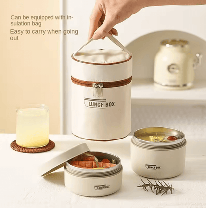 Stainless Steel Insulated Bento Lunch Box Set (1480ml) with Thermal Carry Bag