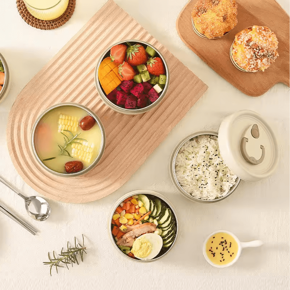 Stainless Steel Insulated Bento Lunch Box Set (1480ml) with Thermal Carry Bag